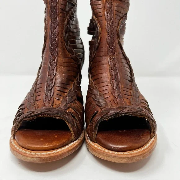 Freebird Braided Cutout Ankle Booties - Brown - Picture 4 of 10